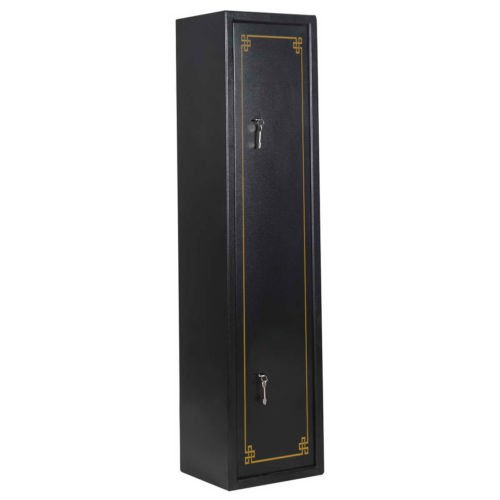 2 Key 6 Gun Rifle Storage Cabinet Case Safe Rack Pistol Wall Shotgun Security