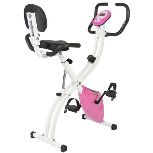 Folding Adjustable Magnetic Upright Exercise Bike Fitness Upgraded Machine Pink
