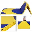 4'x10'x2"" Gymnastics Mat Thick Folding Panel Gym Fitness Exercise Yellow/Blue