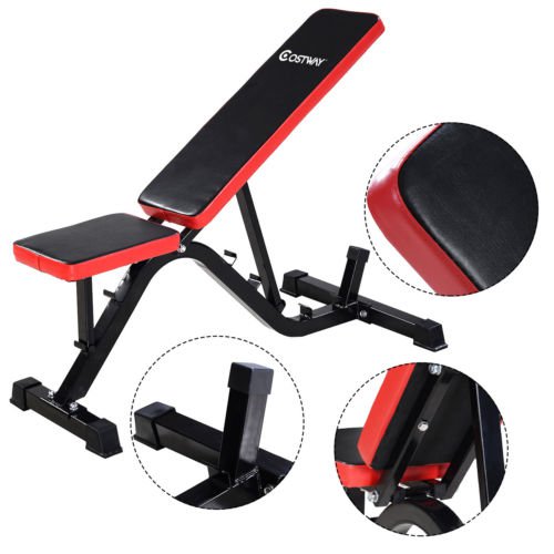 Costway Adjustable Sit Up AB Incline Abs Bench Flat Fly Weight Press Gym Red