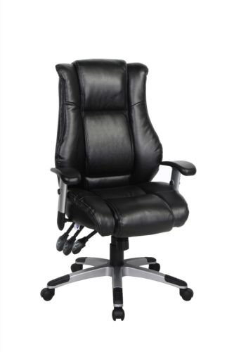 High Back Bonded Leather Executive Office Chair with Upgraded Arms 0566C Black