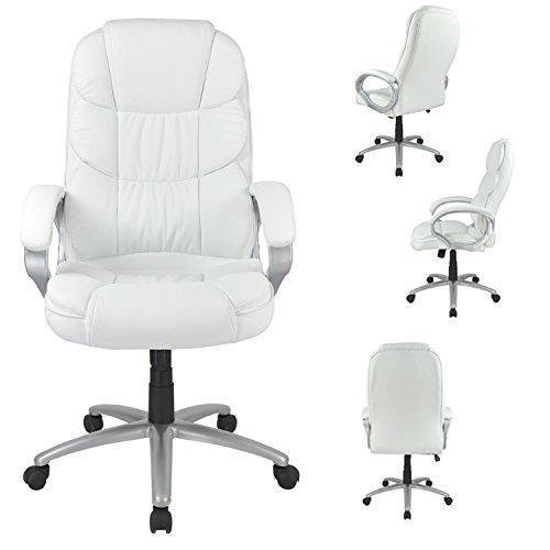 White High Back Leather Executive Office Desk Task Computer Chair Metal Base O10