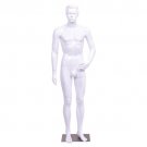 Male Mannequin Full Body Dress Form Display Plastic High Gloss White w/ Base New