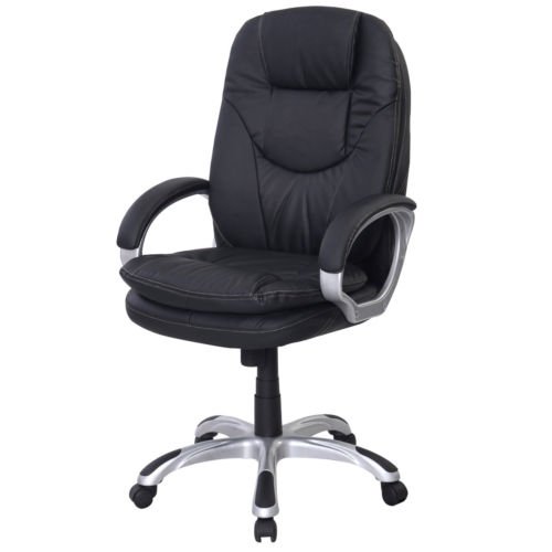 Black PU Leather High Back Office Chair Executive Ergonomic Computer Desk Task