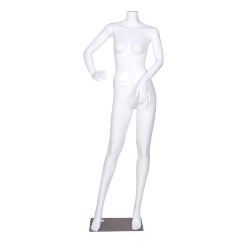 Headless Female Mannequin Full Body Plastic Dress Form Display High Gloss White