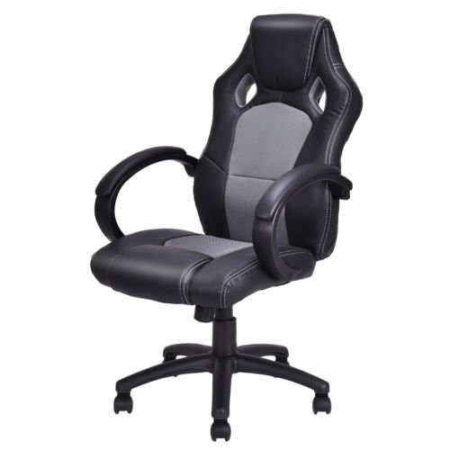 High Back Race Car Style Bucket Seat Office Desk Chair Gaming Chair Gray New