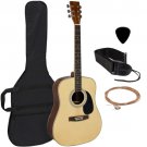 Acoustic Guitar 41"" Full Size Natural Includes Guitar Case, Strap and More