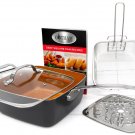 Gotham Steel Ti-Cerama Copper Deep Square 9.5 Frying Pan w Lid - Graphite - NEW!