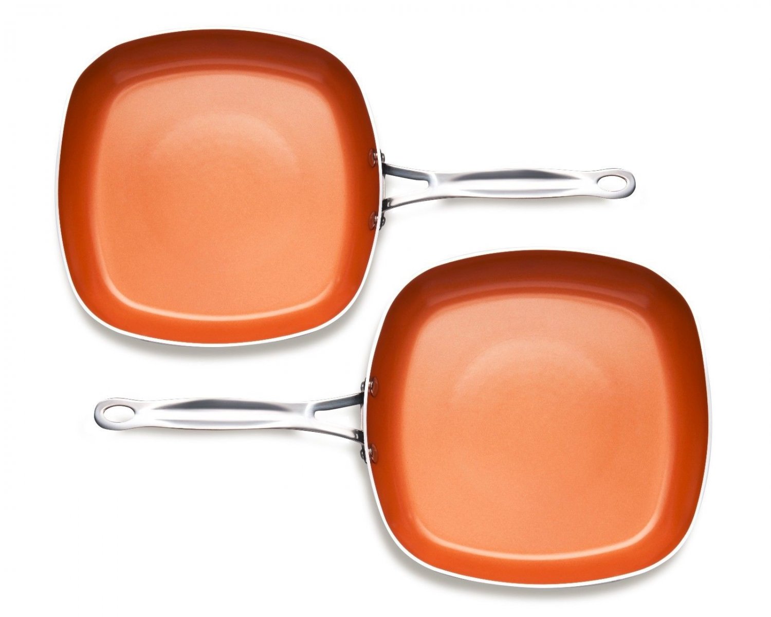 As Seen on TV Gotham Steel 2" Deep Square Copper Frying Pan- 2 PACK - BOGO New!
