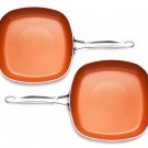 As Seen on TV Gotham Steel 2" Deep Square Copper Frying Pan- 2 PACK - BOGO New!