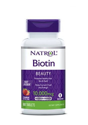 New Natrol Biotin Fast Dissolve Tablets, Strawberry flavor, 10,000mcg, 60 Count