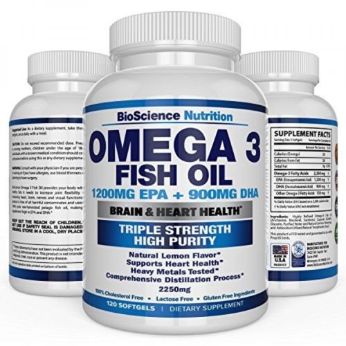New Omega 3 Fish Oil 2250mg HIGH EPA 1200MG + DHA 900MG Triple Strength Burpless 120 Capsules