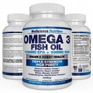 New Omega 3 Fish Oil 2250mg HIGH EPA 1200MG + DHA 900MG Triple Strength Burpless 120 Capsules