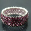 Hand Crafted Turkish Women's .925 Silver Ring Band with Small Pink Rubies Around