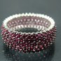 Hand Crafted Turkish Women's .925 Silver Ring Band with Small Pink Rubies Around