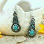 Silver Plated Tibetan CZ Crystal Turqouise Chain Pendant Necklace & Earrings Set