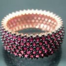 Hand-Made Turkish 925 FIne Silver Women's Ruby Ring Band with Bronzed Enrichment