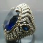 Hand Made Turkish .925 Fine Silver Women's Hurrem Style Oval Sapphire Ring