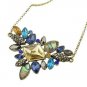 Antique Gold Plated Vintage Mixed Rhinestone Pendant Necklaces Boho Flower Style