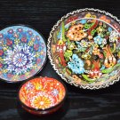 Handmade Turkish Ottoman Hand Painted, Set of 3 Ceramic Porcelain Nesting Bowls