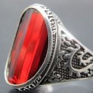 Chinese Dragon Style Men's Oval Ruby Ring 925 Silver Turkish Handmade Ships Free