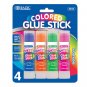 GLUE STICKS, COLORED, WASHABLE, IDEAL FOR SCHOOL, CRAFTS & PROJECTS, 4-IN-1 PACK