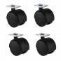Wheel Casters 4 Pieces Set Replacement for Cabinet, Drawers, Desk or Project DIY