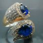 Evil Eye Turkish Hand Made .925 Fine Silver Women's Twisted Style Sapphire Rings