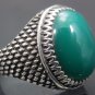 Hand made .925 Fine Silver Men's Turkish Reptile Skin Design Green Agate Ring