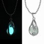 Glow in Dark Pendant Necklace The Little Mermaid's Teardrop Womens Jewelry Gift