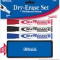 DRY ERASE MARKER SET - 3 PC WHITEBOARD MARKERS WITH ERASER, BAZIC&Acirc;&reg; BRAND, NEW!
