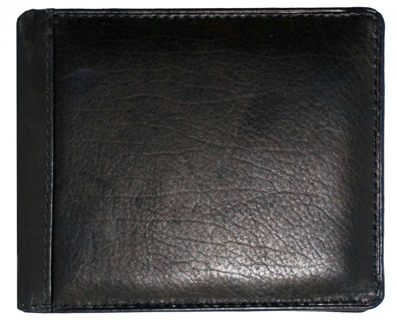 Mens Black Leather Quality Bifold Coin Compartment Wallet
