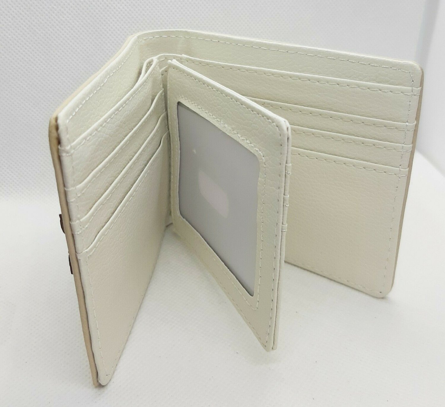 Mens Bone Colored Design Faux Leather Bi-Fold Wallet