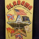 VINTAGE  POSTCARD ALABAMA THE STAR OF THE SOUTH UNDER SIX FLAGS...