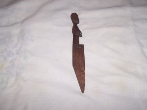 Wood Knife Letter Opener - African Woman on Handle