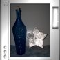 Old Blue Glass Bottle with a Diamond Cut