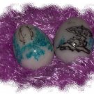 Two Etched Marble Eggs