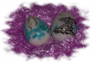 Two Etched Marble Eggs