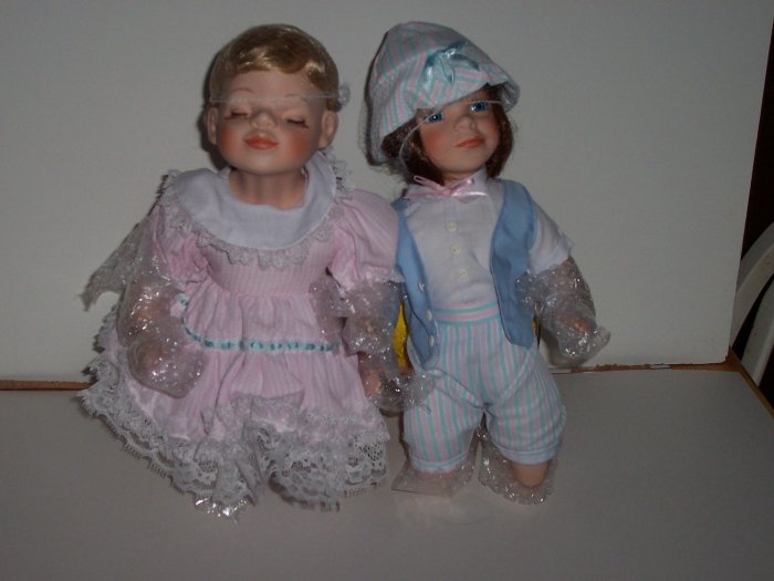 Kissing Porcelain Doll Set New in Box