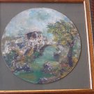 Marvelous miniature round oil on canvas painting