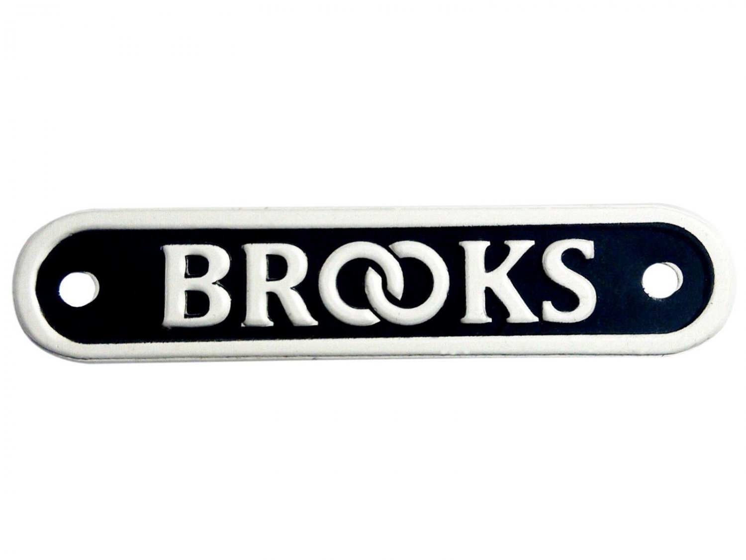 Rare Brooks Embossed White logoBlack enameled Alu Saddle Badge