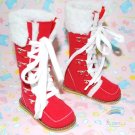 Dollfie SD Shoes Suede Fur Lace-Up Boots Red