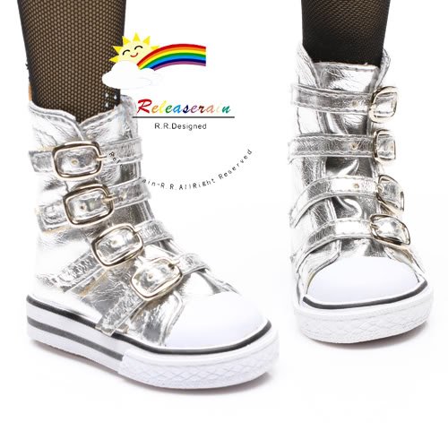 Buckles Ankle Leather Sneakers Boots Shoes Silver for SD Dollfie dolls