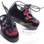 Releaserain Doll Shoes Goth Velvet Creepers Black/Red Plaid for 17"Matt 14"Kish