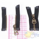2" Bronze Plated Brass Black Open-End Separating Doll Clothes Sewing Zipper 2pcs