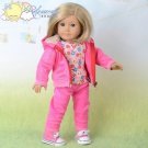 Doll Clothes Glitter D Pink Tracksuit Outfit Hoodie Pants for 18" American Girl