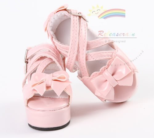 Lolita Bow Straps Platform Sandals Shoes Pt Pink for 14" Kish/17" Goodreau BJD