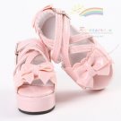 Lolita Bow Straps Platform Sandals Shoes Pt Pink for 14" Kish/17" Goodreau BJD