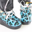 MSD Dollfie Patent Leopard Creeper Goth Shoes Turquoise