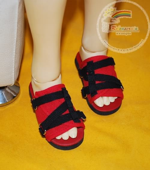 Doll Shoes Black Straps Red Sandals FIT SD13 Boy BJD Dolls